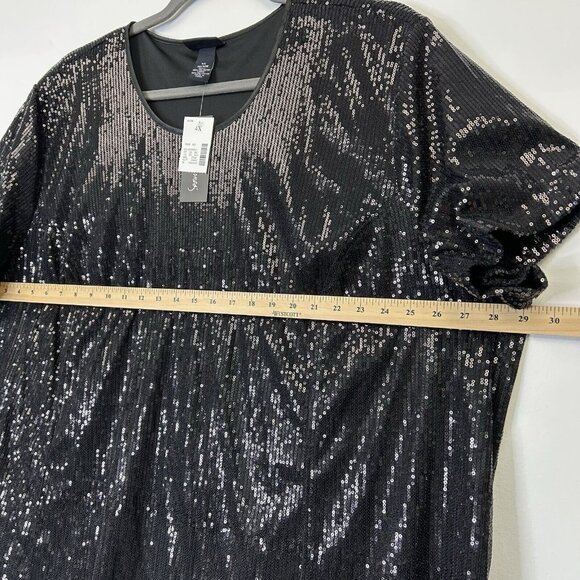 NEW Maggie Barnes Black Sequin Top Womens Size 4X Dressy Party - Picture 8 of 9
